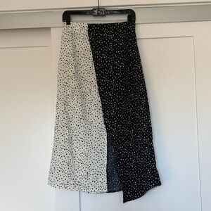 Nasty Gal Asymmetrical Black and White Polka Dot Skirt